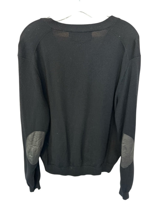Polo Ralph Lauren Size L Black Merino Wool Button Up V Neck Long Sleeve Sweater Black / L