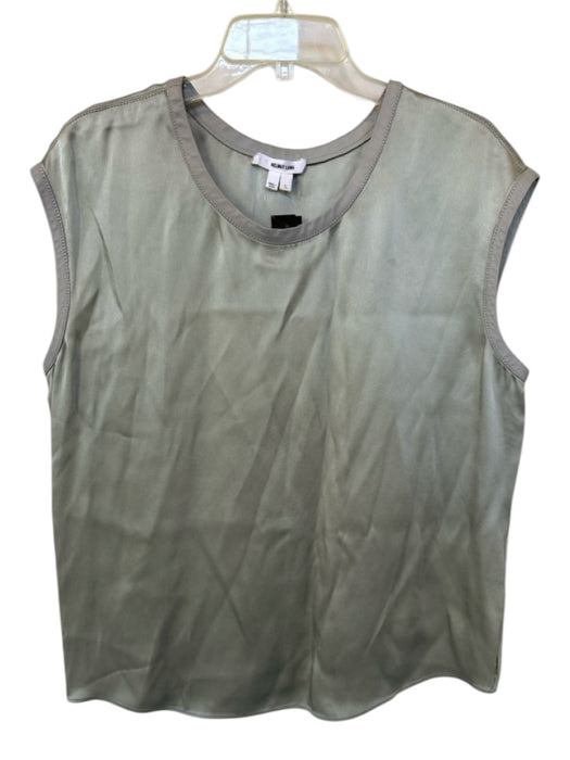 Helmut Lang Size L Sage Shell Blend Sleeveless Boat Neck Leather Trim Top Sage / L