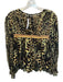 Blank London Size M Black, Orange & Green Viscose Abstract Stitch Design Top Black, Orange & Green / M