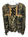 Blank London Size M Black, Orange & Green Viscose Abstract Stitch Design Top Black, Orange & Green / M