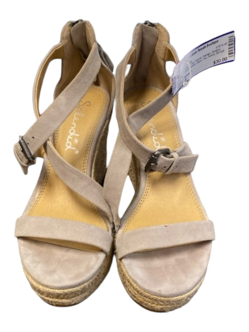 Splendid Shoe Size 6 Gray & Tan Suede Wedge Strappy Ankle Buckle Sandals Gray & Tan / 6