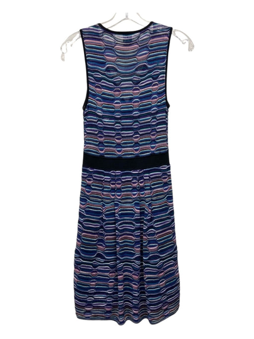 M Missoni Size S/4 Blue, Purple & White Missing Material Tag Wavy Lines Dress Blue, Purple & White / S/4