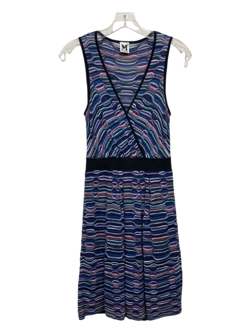 M Missoni Size S/4 Blue, Purple & White Missing Material Tag Wavy Lines Dress Blue, Purple & White / S/4