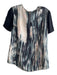 Rebecca Taylor Size 2 Black Beige Green Silk Round Neck Short Sleeve Top Black Beige Green / 2