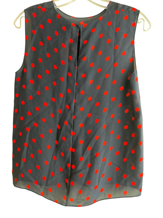 Theory Size P Navy Blue & Red Silk Sleeveless Key Hole Back Round Neck Top Navy Blue & Red / P