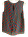 Theory Size P Navy Blue & Red Silk Sleeveless Key Hole Back Round Neck Top Navy Blue & Red / P