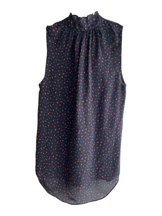 Veronica Beard Size 2 Black Silk Sleeveless V Neck Flower Print Top Black / 2