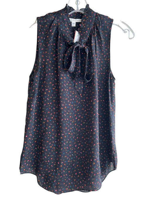 Veronica Beard Size 2 Black Silk Sleeveless V Neck Flower Print Top Black / 2