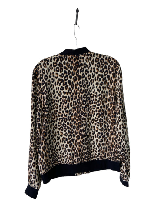 Equipment Size S Brown & Beige Polyester Cheetah Band Collar Front Zip Jacket Brown & Beige / S