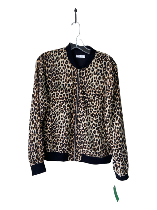 Equipment Size S Brown & Beige Polyester Cheetah Band Collar Front Zip Jacket Brown & Beige / S