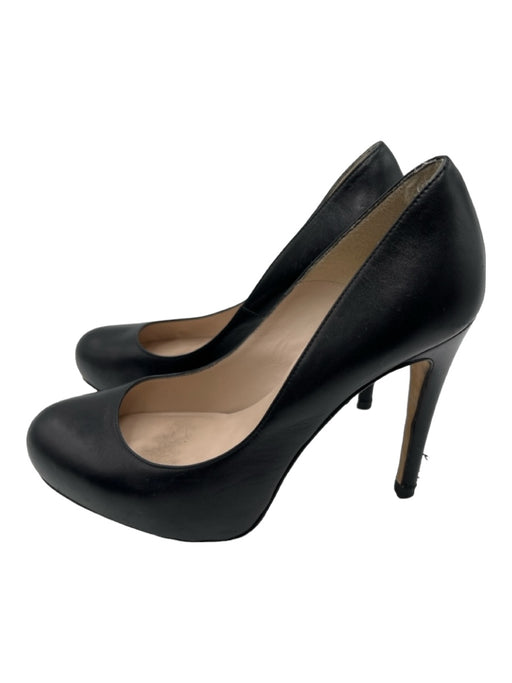 LK Bennett Shoe Size 37 Black Leather Closed toe Stacked Heel Round Toe Pumps Black / 37