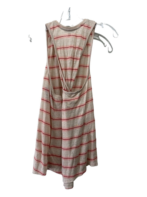 Joie Size S Beige & Pink Linen Round Neck Sleeveless Striped razorback Top Beige & Pink / S