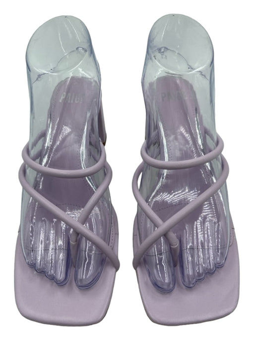 Paige Shoe Size 7 Pale Purple Leather Open Toe & Heel Block Heel Thong Pumps Pale Purple / 7