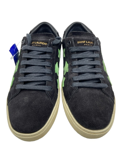 Saint Laurent Shoe Size 39 Black Green Beige Suede Lace Up stars Sneakers Black Green Beige / 39