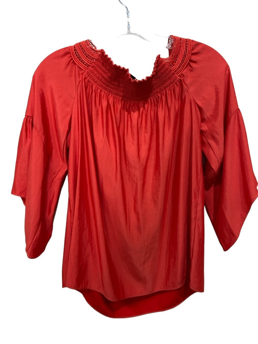 Ramy Brook Size S Red Orange Polyester Off Shoulder 1/2 Bell Sleeve Top Red Orange / S