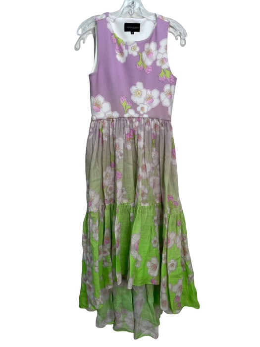 Cynthia Rowley Size S Purple Green White Round Neck Sleeveless Floral Dress Purple Green White / S