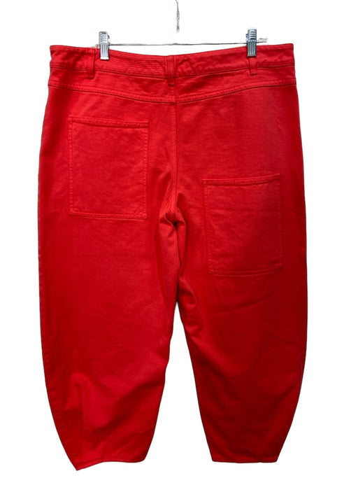 Tibi Size 32 Red Orange Cotton Denim Barrel Bag Mid Rise 5 Pocket Jeans Red Orange / 32