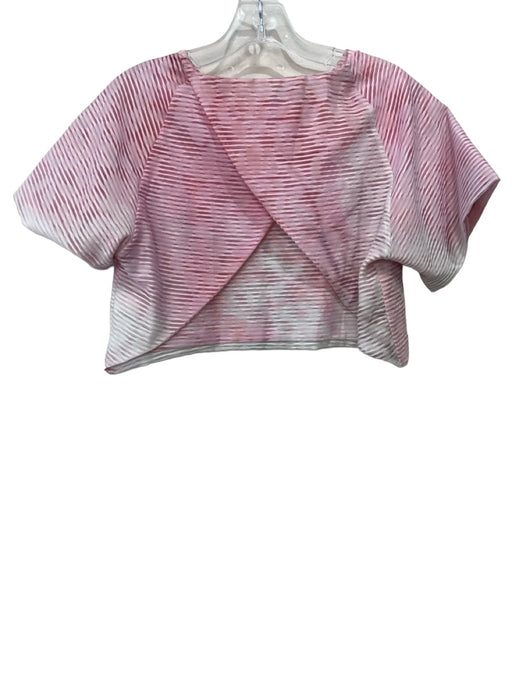 Katherine Kidd Size 2 Pink & White Cotton Blend Striped Round Neck Crop Top Pink & White / 2