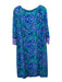 Lilly Pulitzer Size L Blue Green Pink Nylon Blend Floral Wide Neck Shift Dress Blue Green Pink / L
