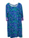 Lilly Pulitzer Size L Blue Green Pink Nylon Blend Floral Wide Neck Shift Dress Blue Green Pink / L