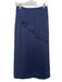 Tibi Size 4 Navy Rayon Blend Ruffle Front Back Zip Midi Back Slit Skirt Navy / 4