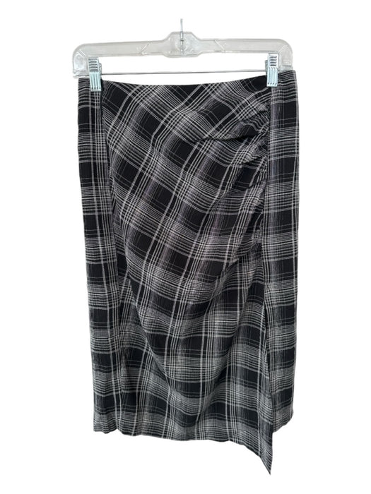 Nanette Lepore Size 2 Black & White Polyester Blend Plaid Belted Pencil Skirt Black & White / 2