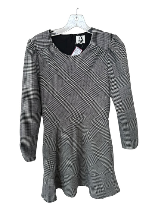 DRA Size S Black & White Polyester Blend Long Sleeve Plaid Dress Black & White / S