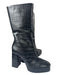 Schutz Shoe Size 8 Black Embossed Block Heel Square Toe Inner Side Zip Boots Black / 8