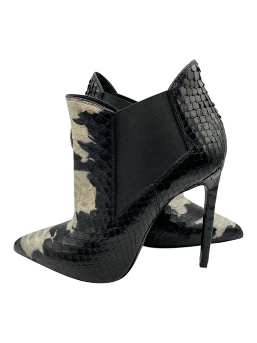 Saint Laurent Shoe Size 38 Black & Cream Snake Skin Embossed Pointed Toe Booties Black & Cream / 38