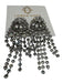 Loren Hope Silver Rhinestone Clip Ons Dangle Multi Strand Earrings Silver