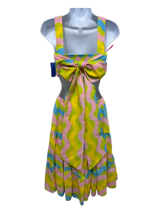 Silka Size Small pink, yellow, blue Sleeveless Striped Elastic Waist Dress pink, yellow, blue / Small