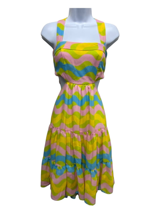 Silka Size Small pink, yellow, blue Sleeveless Striped Elastic Waist Dress pink, yellow, blue / Small