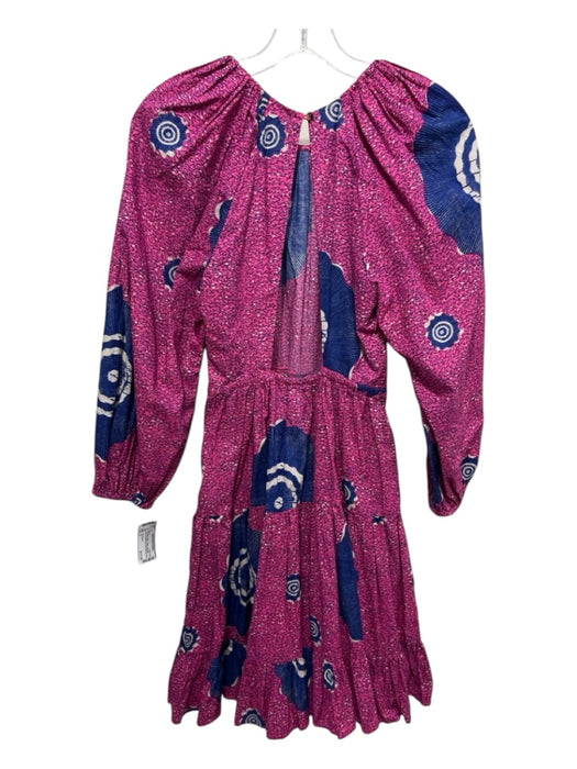 Ulla Johnson Size 0 Pink, Blue, White Cotton Long puff sleeve Back Keyhole Dress Pink, Blue, White / 0