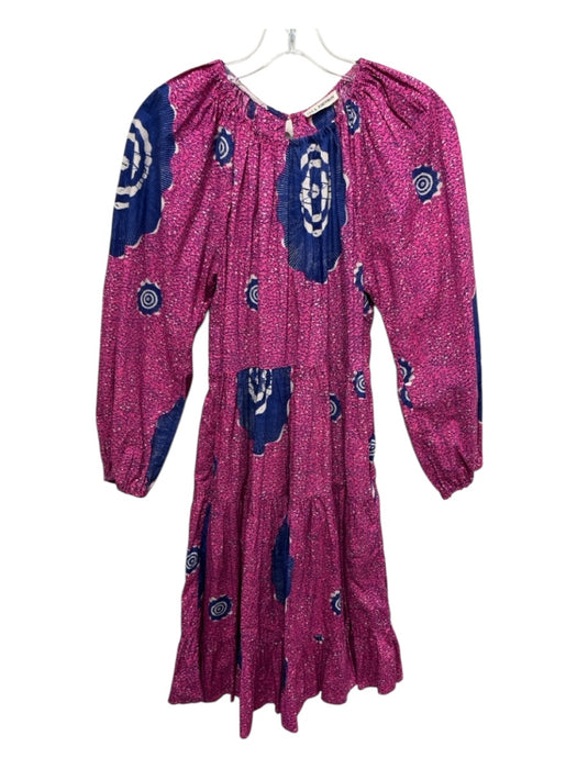 Ulla Johnson Size 0 Pink, Blue, White Cotton Long puff sleeve Back Keyhole Dress Pink, Blue, White / 0