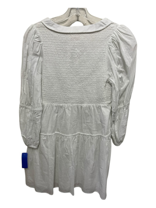 Anna Cate Size XS White Cotton Long puff sleeve Quilted Square Neck Dress White / XS