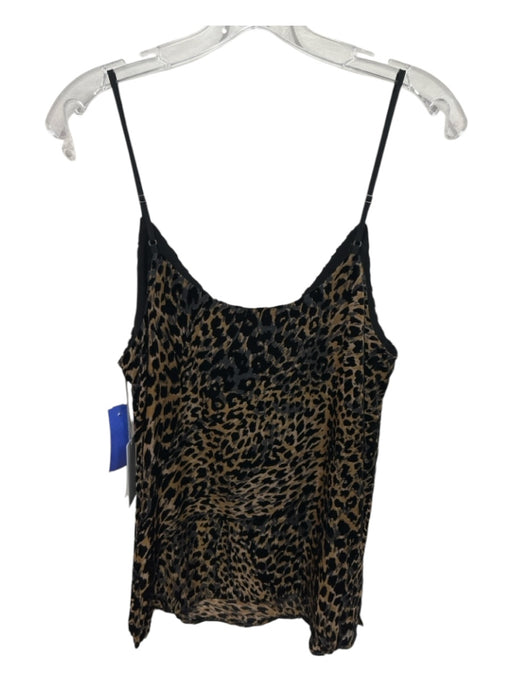 Brochu Walker Size M Brown & Black Nylon & Viscose Animal Print V Neck Top Brown & Black / M