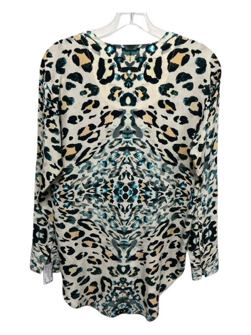 Brochu Walker Size S Yellow, Blue, Black Silk Animal Print V Neck Top Yellow, Blue, Black / S