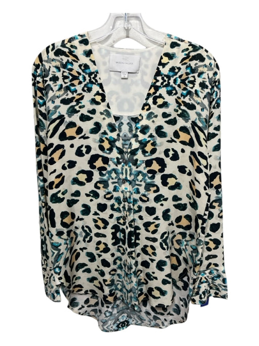 Brochu Walker Size S Yellow, Blue, Black Silk Animal Print V Neck Top Yellow, Blue, Black / S