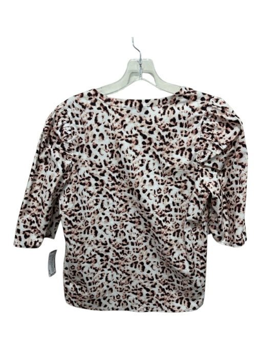 Never a Wallflower Size M White, Pink, Black Cotton U-Neck Animal Print Top White, Pink, Black / M