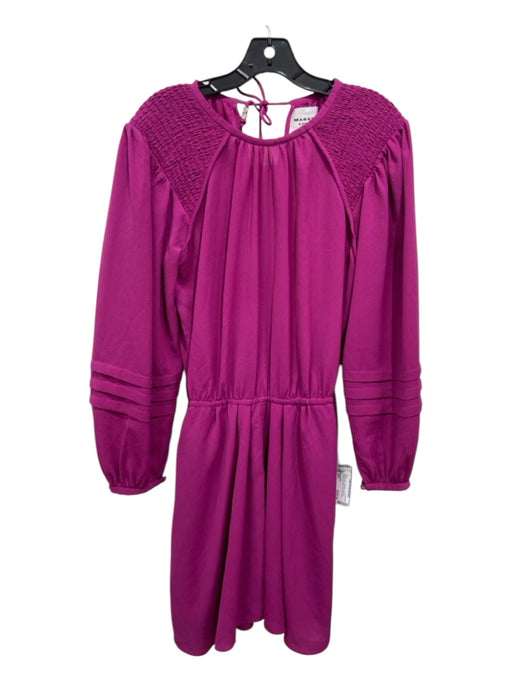 Marant Etoile Size 36/S Magenta Pink Polyester Textured Smocked Shoulders Dress Magenta Pink / 36/S