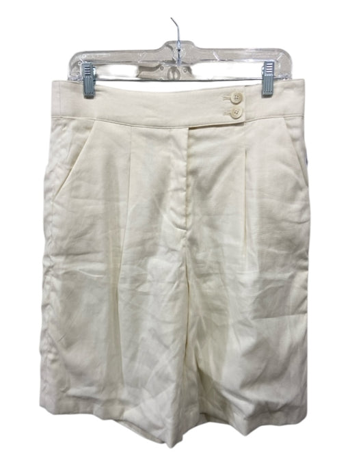 Veronica Beard Size 8 Ivory White Linen & Viscose High Rise Bermuda Shorts Ivory White / 8
