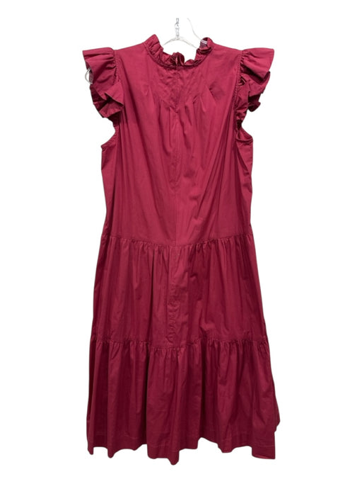 Sea New York Size 4 Cranberry Red Cotton Ruffle Trim Sleeveless Tiered Dress Cranberry Red / 4
