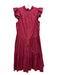 Sea New York Size 4 Cranberry Red Cotton Ruffle Trim Sleeveless Tiered Dress Cranberry Red / 4