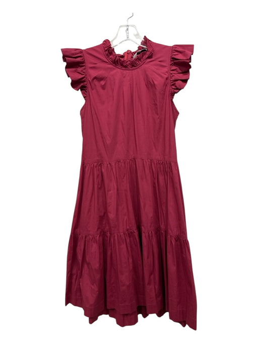 Sea New York Size 4 Cranberry Red Cotton Ruffle Trim Sleeveless Tiered Dress Cranberry Red / 4