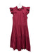 Sea New York Size 4 Cranberry Red Cotton Ruffle Trim Sleeveless Tiered Dress Cranberry Red / 4
