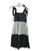 Batsheva Size 8 Black & White Cotton Tiered Knee Length Tie Shoulders Dress Black & White / 8