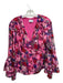 Tanya Taylor Size XS Pink Print Polyester & Rayon Floral V Neck Top Pink Print / XS
