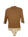 S'edge Size S Camel Brown Cotton Blend Ribbed Mock Neck 3/4 Sleeve Bodysuit Top Camel Brown / S