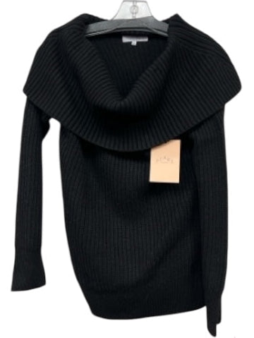 Pearl by Lela Rose Size M Black Nylon Blend Cowl Fold Over Neckline Sweater Black / M