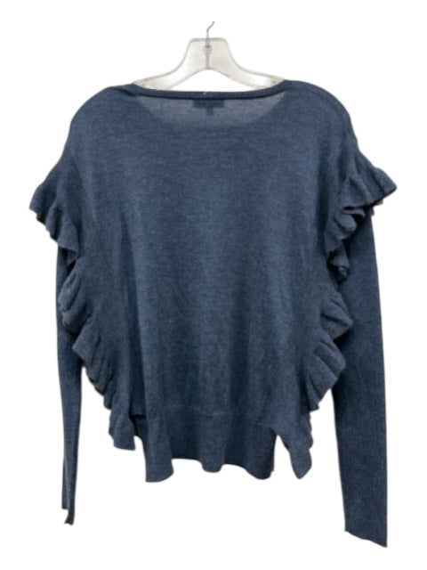 Kinross Size M dark blue Cashmere Ruffle Detail Long Sleeve Sweater dark blue / M